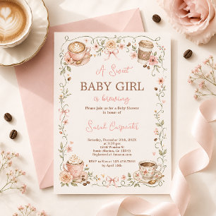 Convite para chá de bebê da menina Baby Brewing Gi