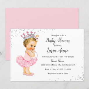 Convite para Chá de Bebê da Princesa Brilho Rosa