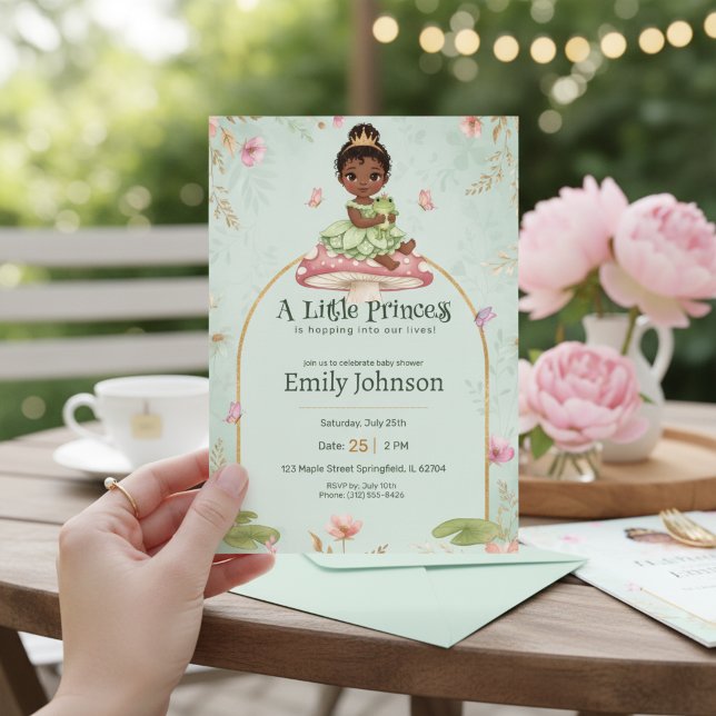 Convite para Chá de Bebê da Princesinha Sapo (Adorable princess and frog garden baby theme)