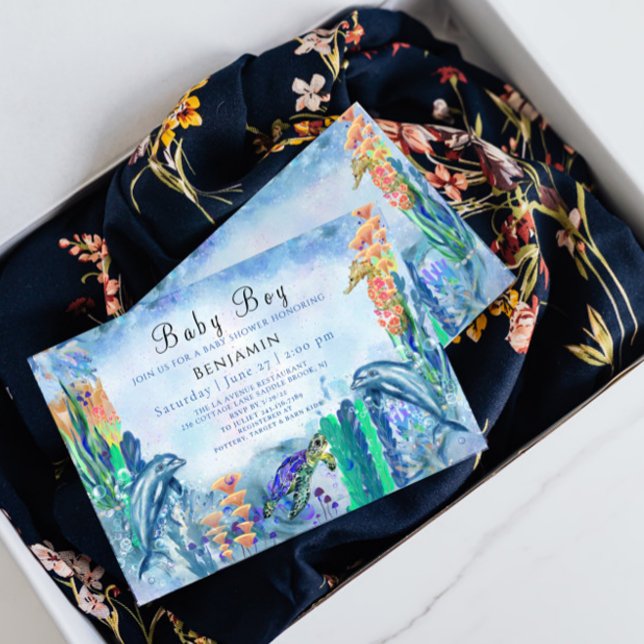 Convite para Chá de Bebê de Animais Oceanos (Criador carregado)