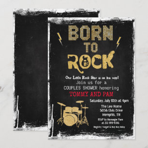 Convite para Chá de Bebê de Estrela do Rock Nascid