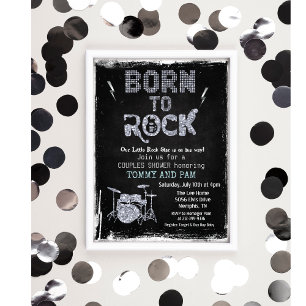 Convite para Chá de Bebê de Estrela do Rock Nascid