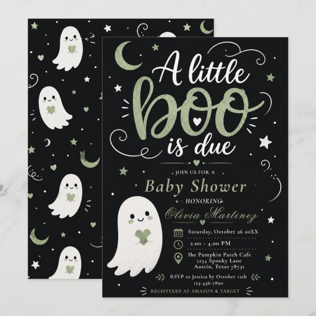 Convite para Chá de Bebê de Halloween (Frente/Verso)