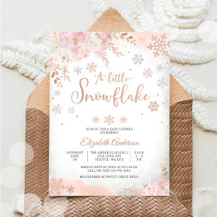 Convite para Chá de Bebê de Inverno com Flocos de 