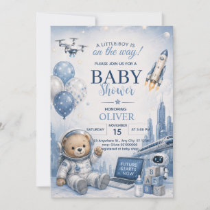 Convite para Chá de Bebê do Astronauta Ursinho Ted
