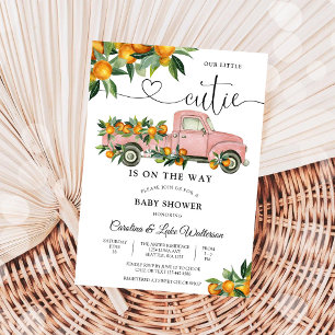 Convite para Chá de Bebê do Caminhãozinho Laranja 