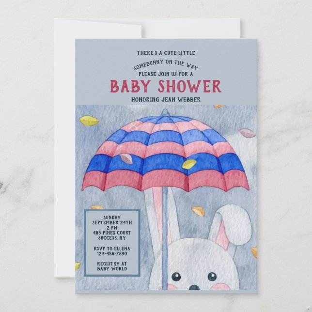 Convite para Chá de Bebê do Coelhinho de Outono (Frente)