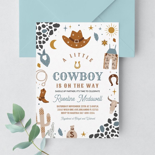 Convite para Chá de Bebê do Cowboy Boy Southwester (Criador carregado)