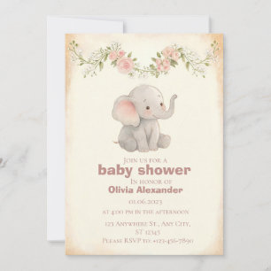 Convite para Chá de Bebê do Pequeno Elefante