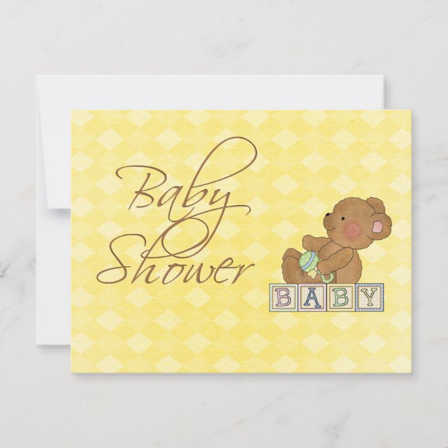 Convite para Chá de Bebê do Ursinho Baby (Frente)