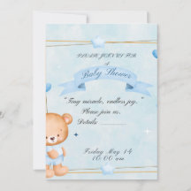 Convite para Chá de Bebê do Ursinho de Pelúcia