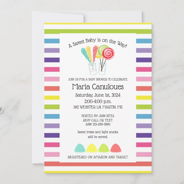 Convite para Chá de Bebê Doce Doçura (Frente)