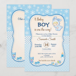 convite para chá de bebê, é um menino