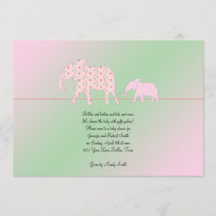 Convite para Chá de bebê elefante para mamãe e