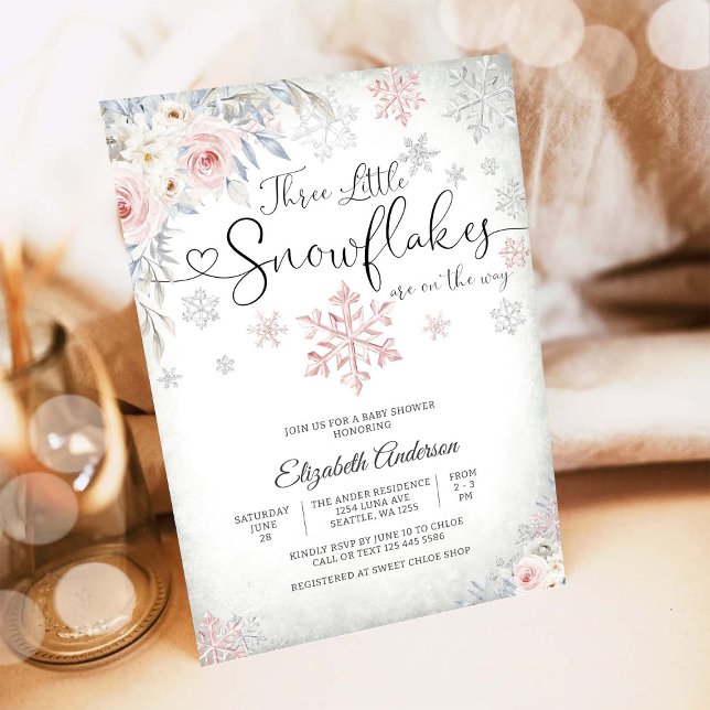 Convite para Chá de Bebê Floco de Neve de Inverno (Criador carregado)