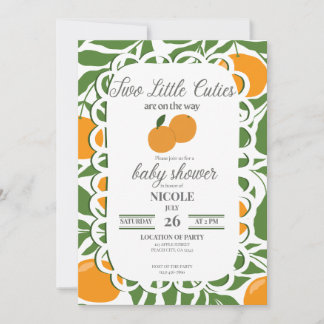 Convite para Chá de Bebê Gêmeos Citrus Duas Pequen