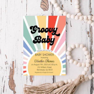 Convite para Chá de Bebê Groovy Baby Sunshine