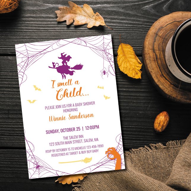 Convite para Chá de Bebê Hocus Pocus (Criador carregado)
