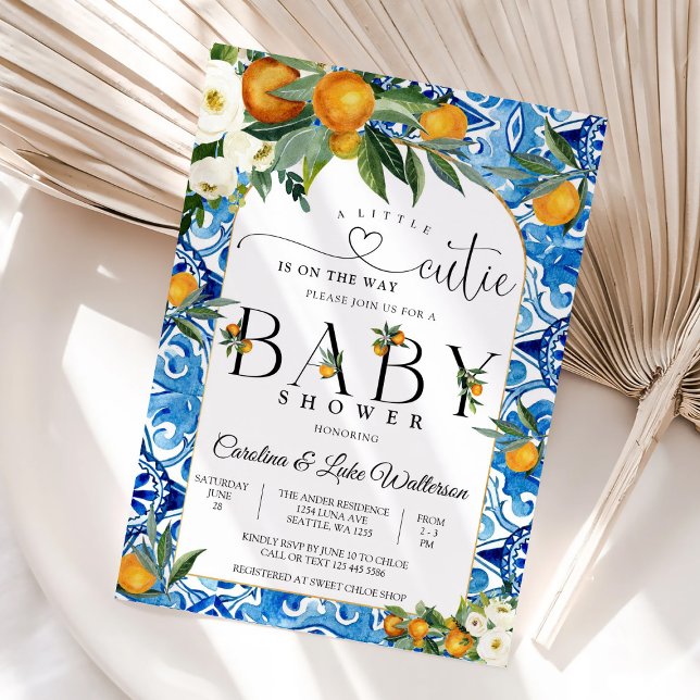 Convite para Chá de Bebê Little Cutie Citrus (Criador carregado)