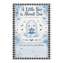 Convite para Chá de Bebê Menino Fantasma Azul