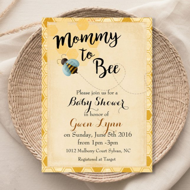 Convite para Chá de Bebê Mommy to Bee (Criador carregado)