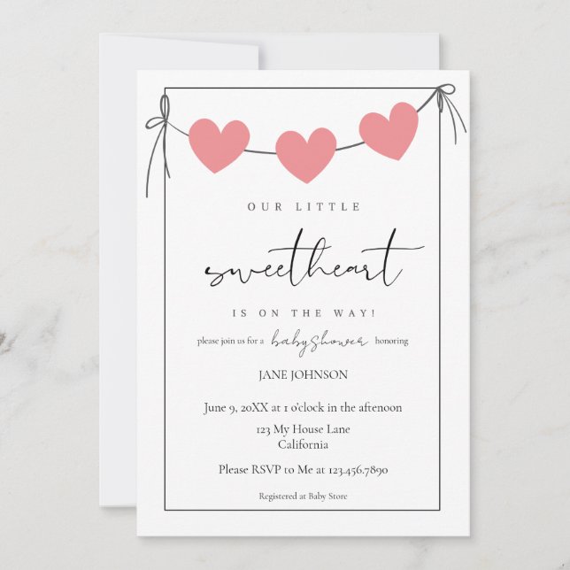 Convite para Chá de Bebê Nossa Pequena Querida (Frente)