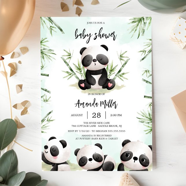 Convite para Chá de Bebê Panda (Criador carregado)