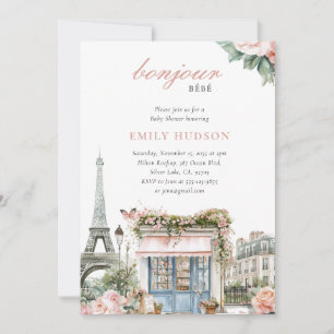 Convite para Chá de Bebê Paris Bonjour Bebe