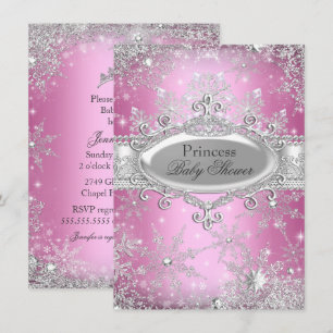 Convite para Chá de Bebê Pink Princess Winter Wond