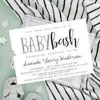 Convite para Chá de Bebê Prata, Casal Baby Bash