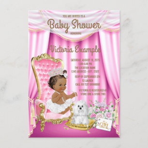 Convite para Chá de Bebê Princesa Étnica Cadeira R