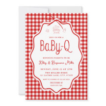 Convite para Chá de Bebê Red Gingham Barbecue Baby