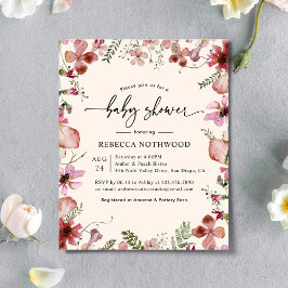 Convite para Chá de Bebê Rosa Moderno do Orçamento