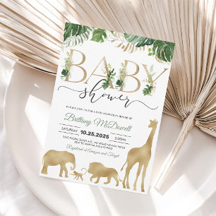 Convite para Chá de Bebê Safari Elefante Girafa Do