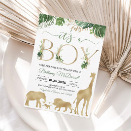 Convite para Chá de Bebê Safari Menino Elefante Do
