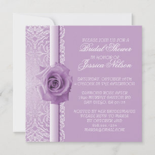 Convite para Chá de beleza do Damask de lavanda de