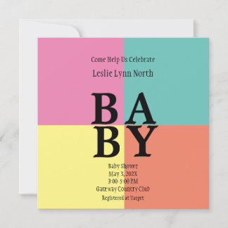 Convite para Chá de blocos coloridos do Modern BAB