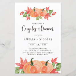 Convite para Chá de Casais de Abóbora de Aquarela