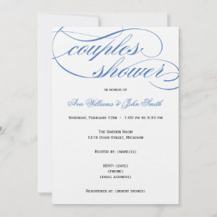 Convite para Chá de Casais de Script Azul Elegant