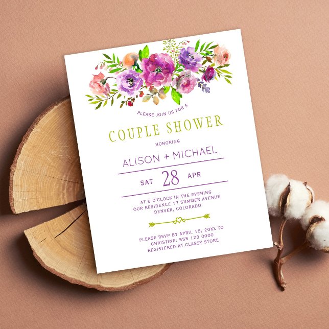 Convite para chá de casal de casamento floral econ (Criador carregado)