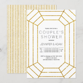 Convite para chá de casamento de diamantes Dourado