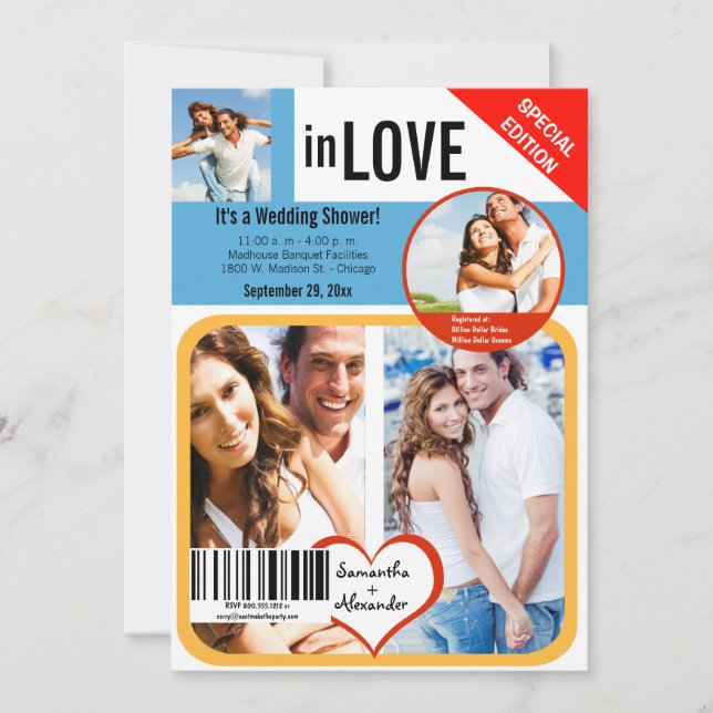 Convite para Chá de casamento de Estilo de Revista (Frente)