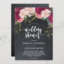 Convite para chá de casamento de giz floral