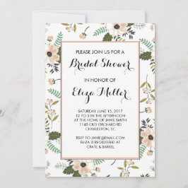 Convite para Chá de casamento de Peach Floral Brid