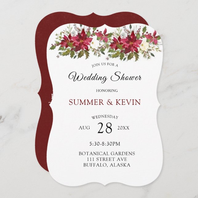 Convite para Chá de casamento de Poinsettia de Nat (Frente/Verso)