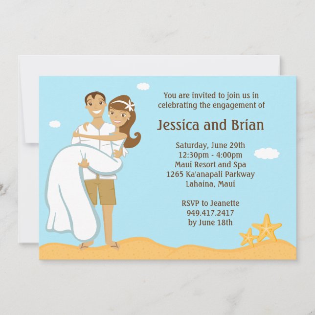 Convite para Chá de Casamento de Praia (Frente)
