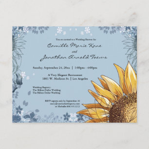 Convite para Chá de casamento Floral Azul Elegant