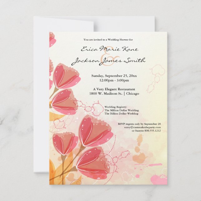 Convite para Chá de casamento Tulip de Pêssego de  (Frente)