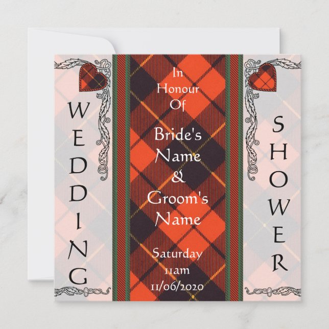 Convite para Chá de casamento - Wallace Tartan (Frente)