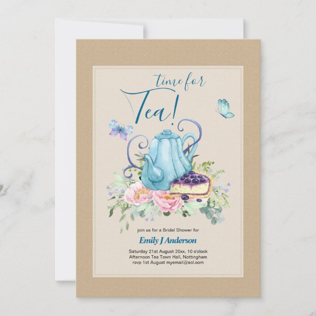 Convite para chá de Chá de panela de chá à tarde (Frente)